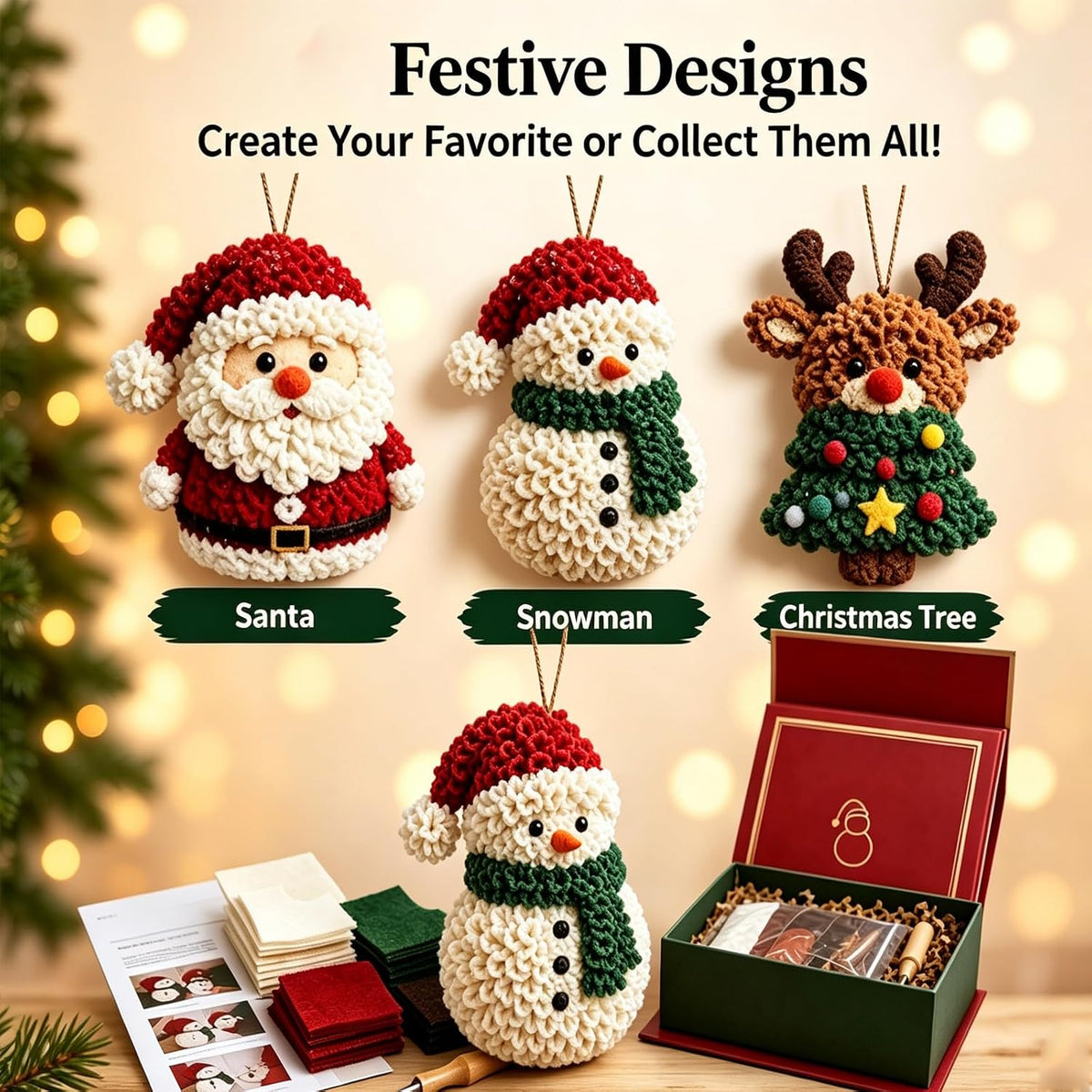 3D Fabric Poke Christmas Ornament Kit
