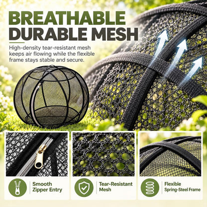 Cat Hamster Ball for Outside, 27" 360° Panoramic Pop-Up Rolling Cat Playpen with Zipper, Foldable Mesh Cats Exercise Ball, Portable Lightweight Outdoor Cats Enclosure for Kittens