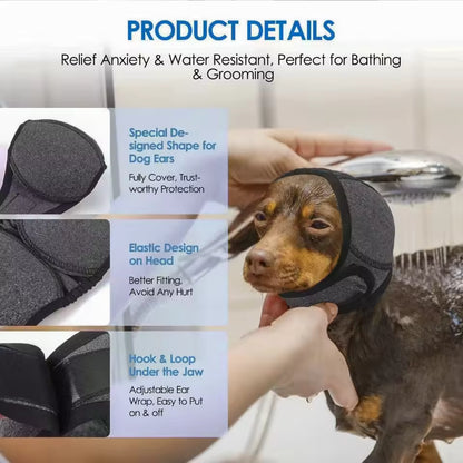 Dog Calming Earmuffs, Adjustable Waterproof Noise‑Reduction Hearing Protection Pet Ear Covers for Thunder