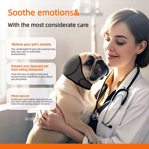 Dog Calming Earmuffs, Adjustable Waterproof Noise‑Reduction Hearing Protection Pet Ear Covers for Thunder