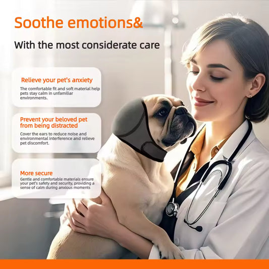 Dog Calming Earmuffs, Adjustable Waterproof Noise‑Reduction Hearing Protection Pet Ear Covers for Thunder